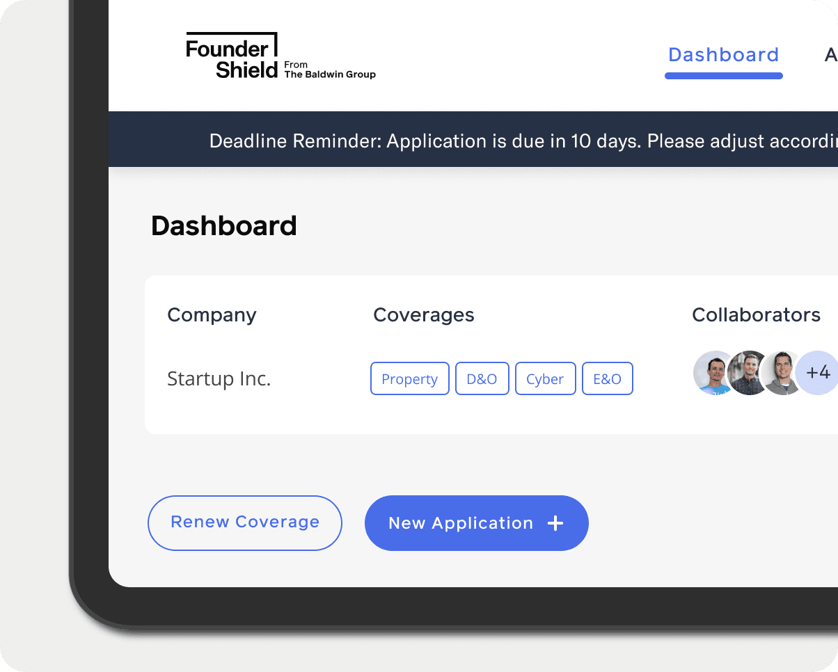 Founder Shield APEX Dashboard