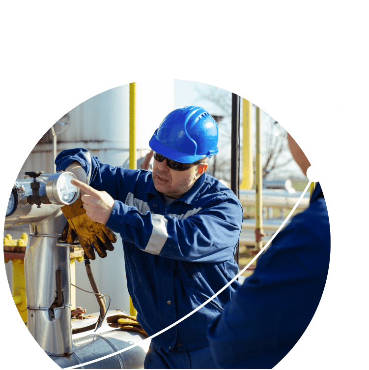 Male worker inspection visual pipeline oil and gas