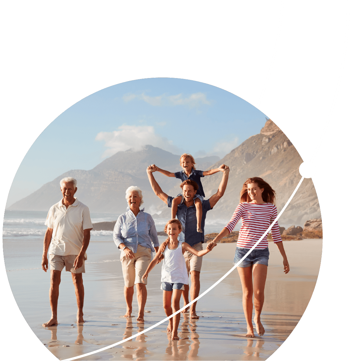 Family walking on the beach